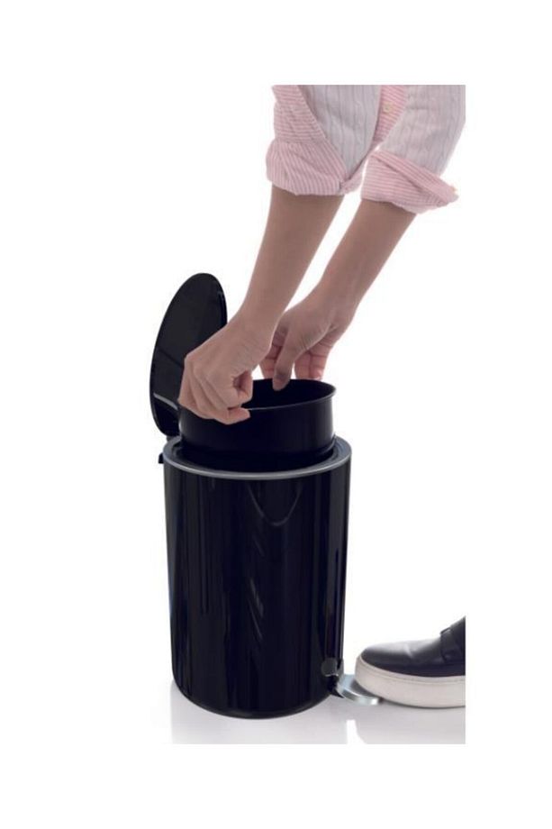 Lenox Pedallı 5 lt Siyah Çöp Kovası M-e66-06 - 1