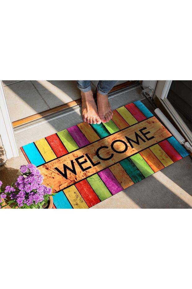 Welcome Pastel Renkler Dekoratif Kapı Önü Paspası - 2