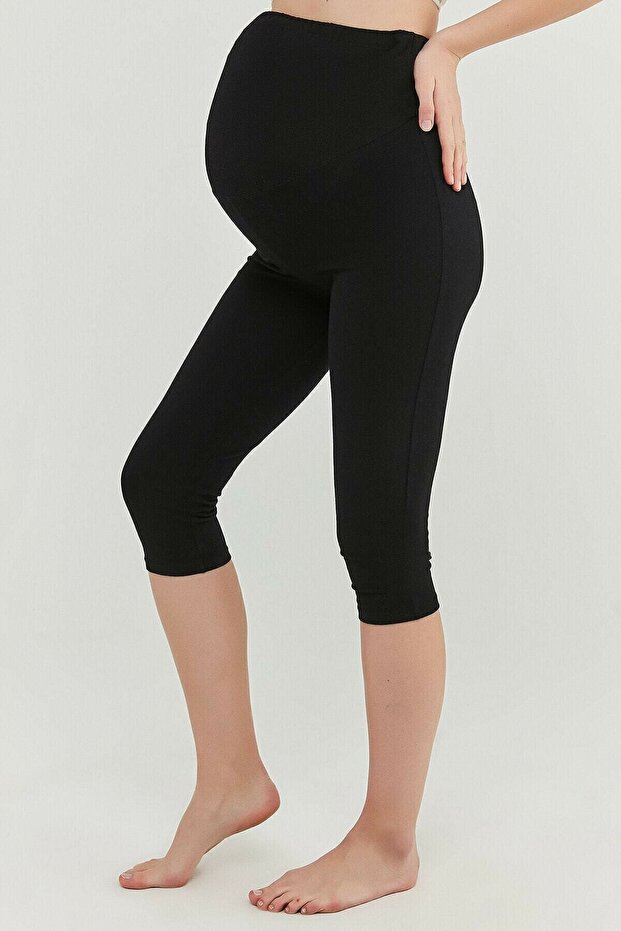 Women's Combed Cotton Lycra Adjustable Waist Capri Pregnant Tights