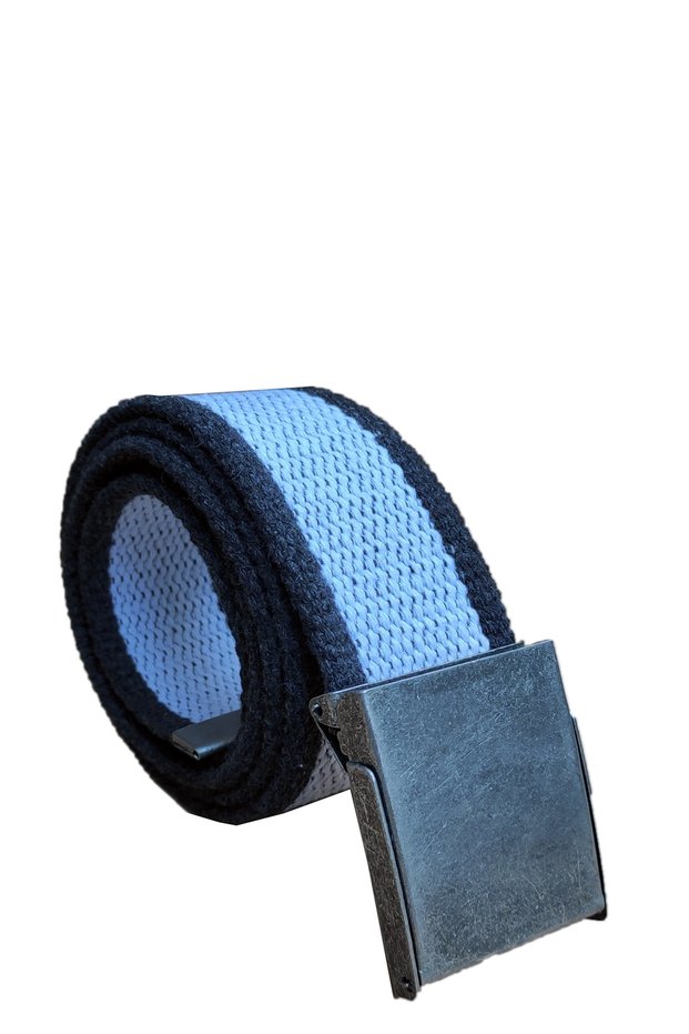 Unisex Sport Tactical Style Canvas Belt with Antiqued Metal Buckle Black-white