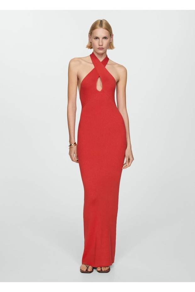 Halter yaka triko elbise - 2