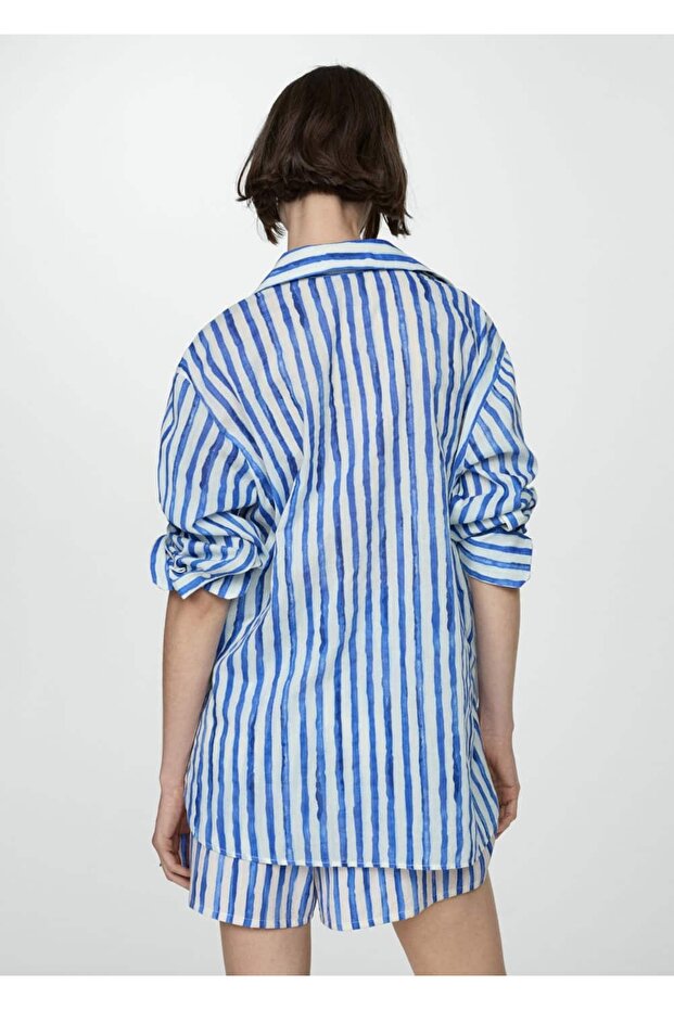 %100 pamuklu çizgili gömlek - 4