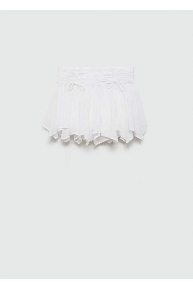 Fusta mini cu cravată asimetrică - 3