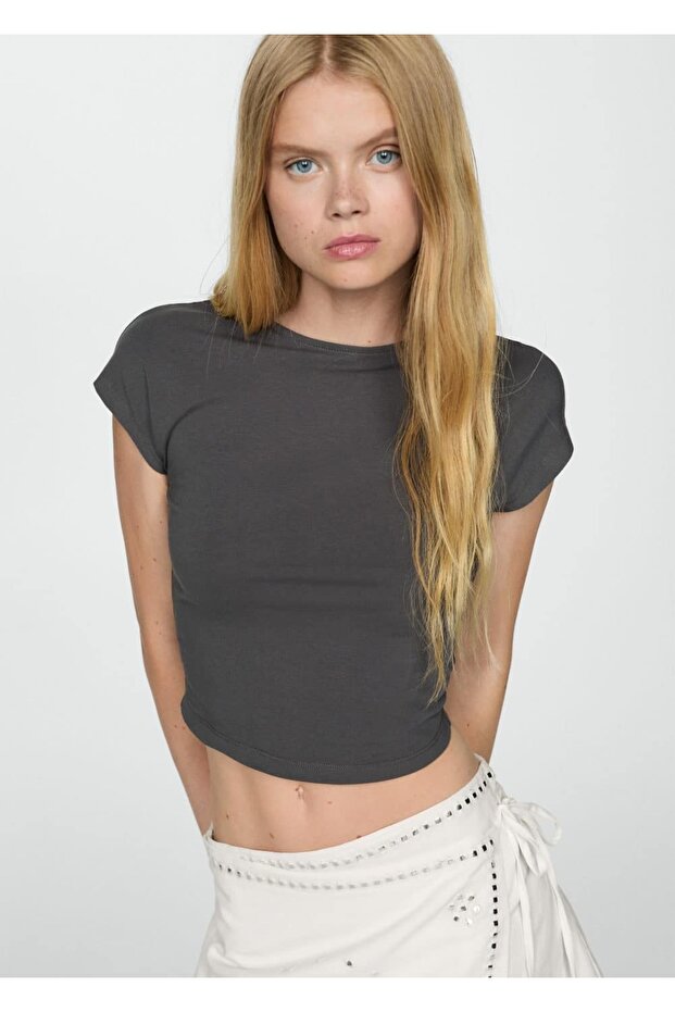 Kısa pamuklu tişört - 1