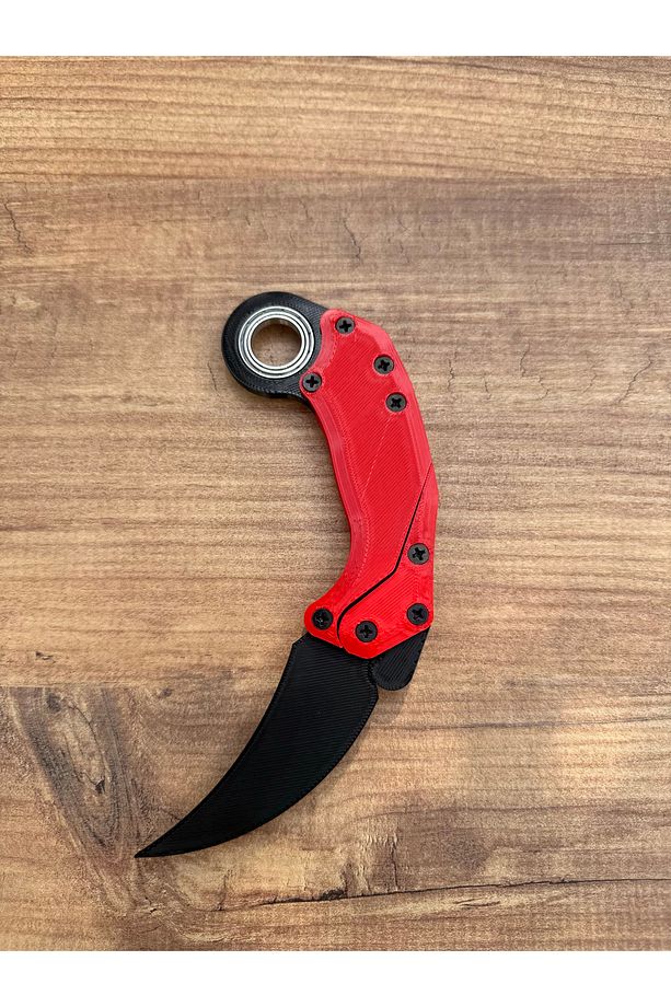 Gravity Karambit,  Plastik - Siyah Kırmızı (Rulmanlı) - 4