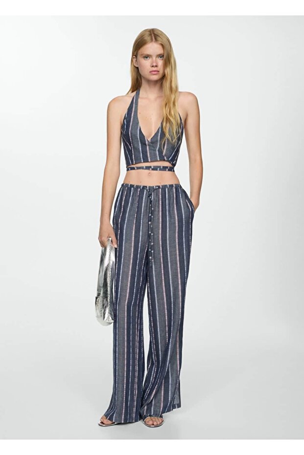 Çizgili cropped bluz - 2