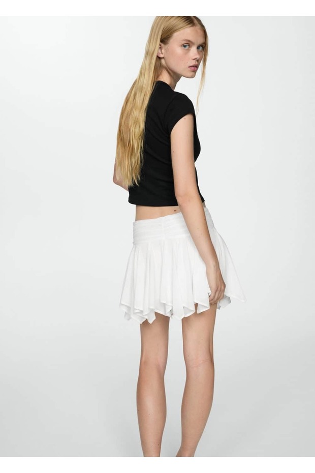 Fusta mini cu cravată asimetrică - 1