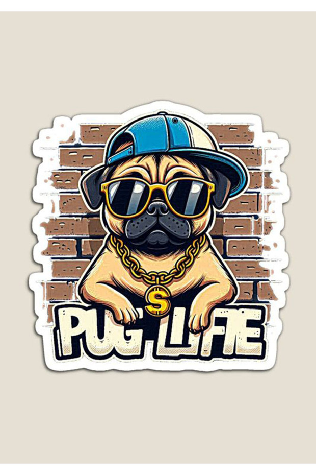 Pug Life Puppy - 14X13 cm Car, Motorcycle, Helmet and Laptop Sticker