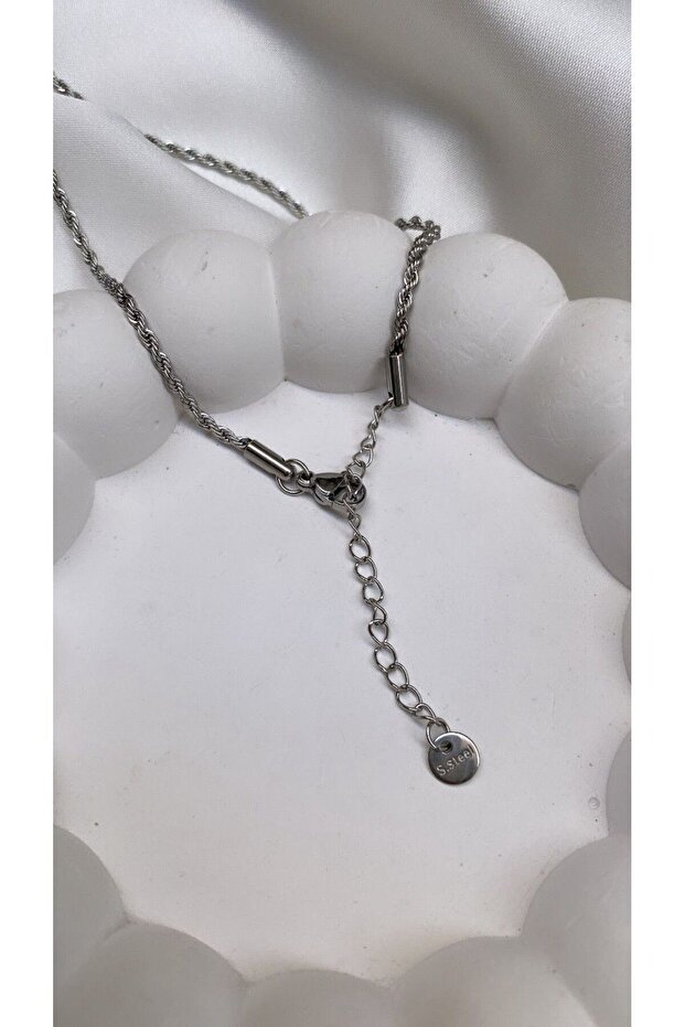 Çelik Harfli Gümüş Kolye D Harfi - 3