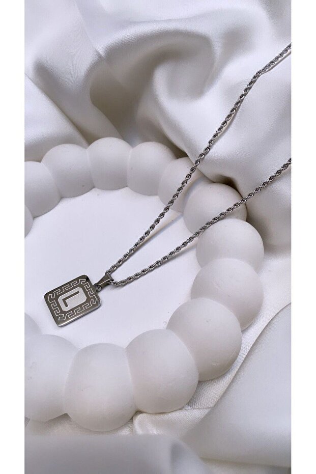 Steel Letter Silver Necklace Letter L