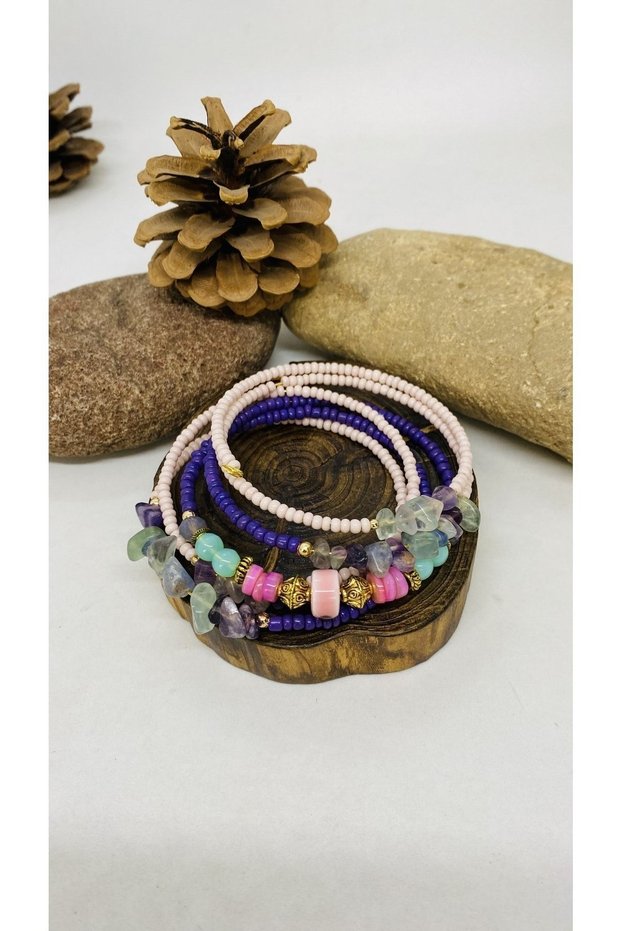 Handmade Natural Stone (Quartz) Wrapped Spiral Bracelet