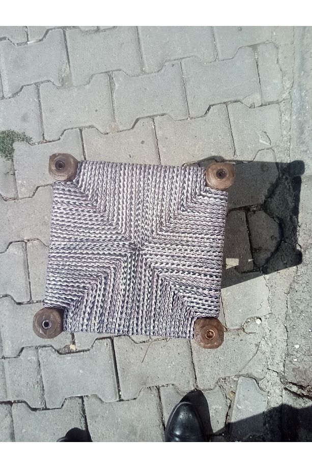 Ahşap Hasır Örgülü Tabure - 4