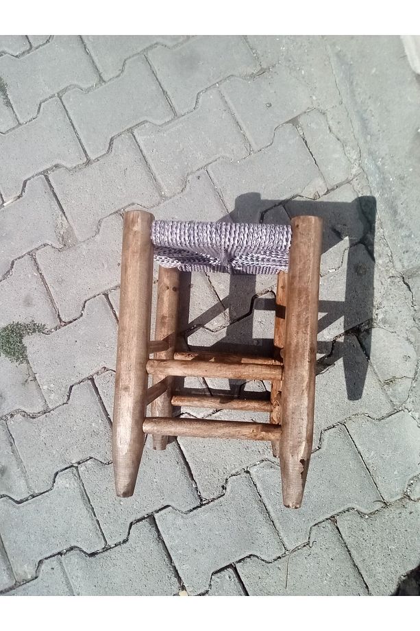 Ahşap Hasır Örgülü Tabure - 3