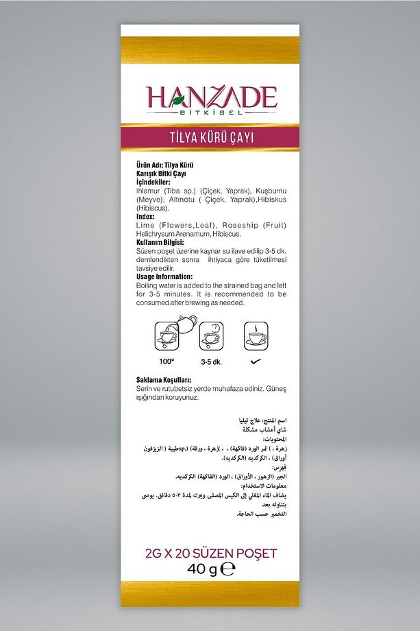 Tilya Kürü Form Çayı Kuşburnu Altın Otu Ihlamur Karışık Bitki Çayı 20 Süzen Poşet - 9