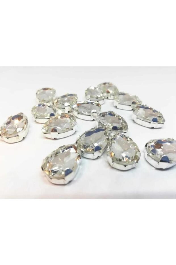 13x18(1.8cm) Cased Strut Drop Glass Stone White (20 Pieces)