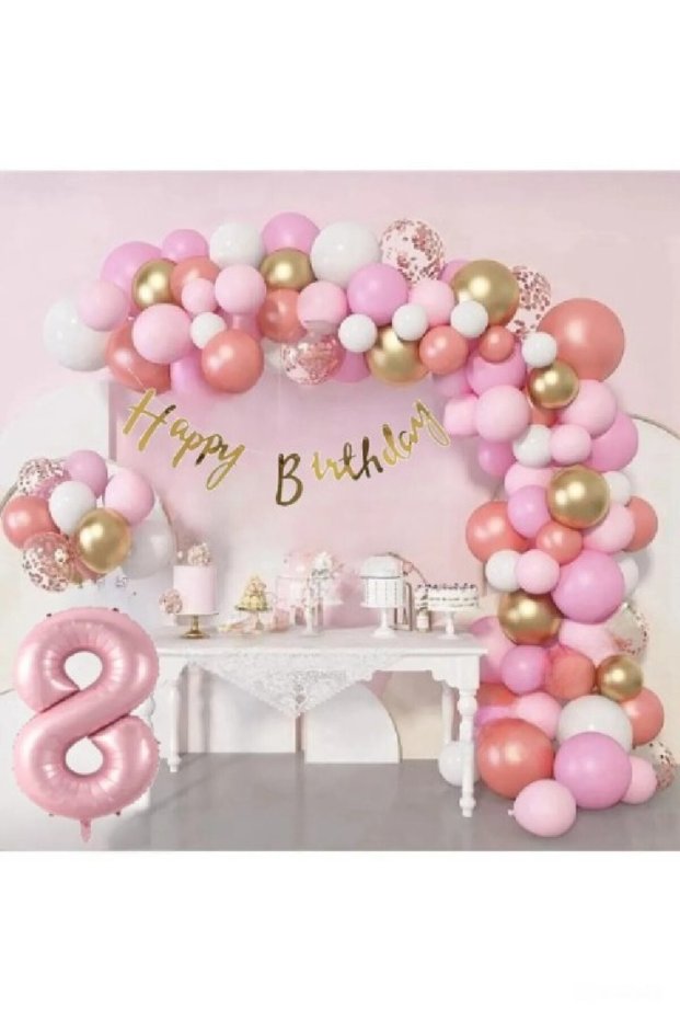 Luxury Pink Rose Gold Pink Foil Balloon Birthday Party Set Decoration