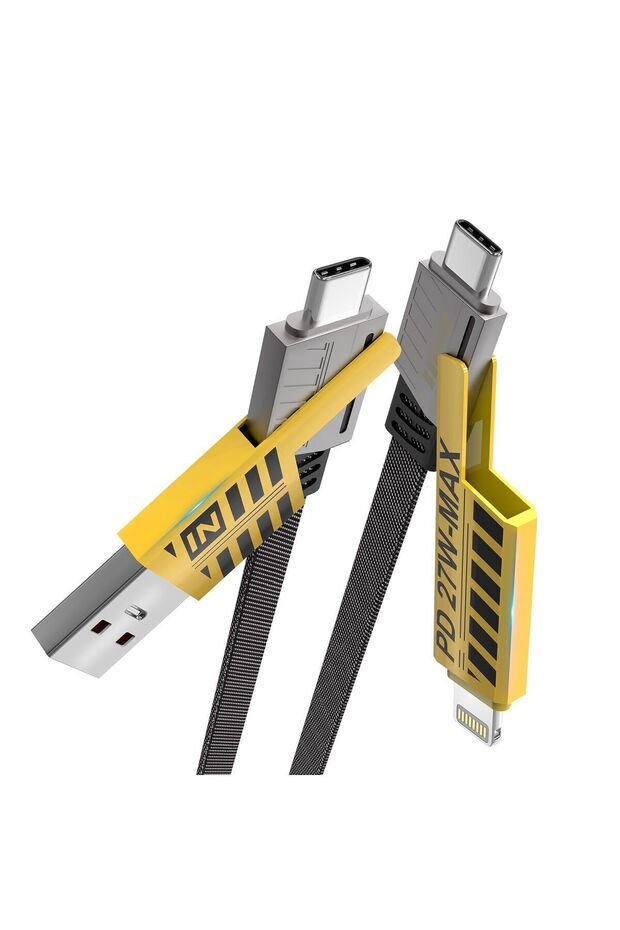 4 In 1 Type-c Usb Lightning 27w Ve 65w Pd Hızlı Şarj Kablosu Metal Uçlu Kırılmaz Hasır Örgü - 1