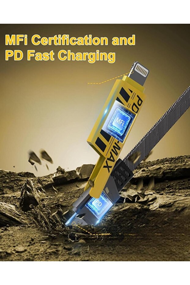 4 In 1 Type-c Usb Lightning 27w Ve 65w Pd Hızlı Şarj Kablosu Metal Uçlu Kırılmaz Hasır Örgü - 7