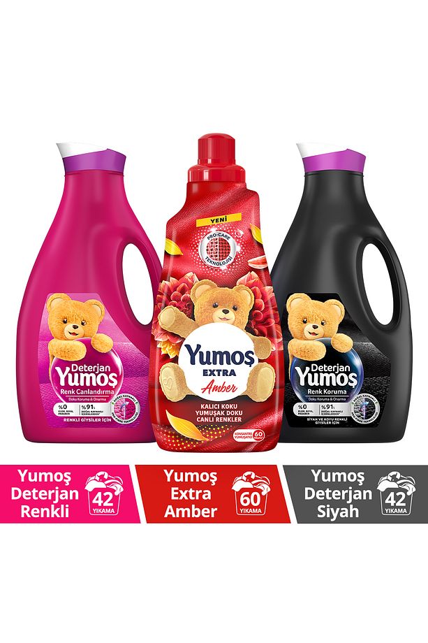 Çamaşır Yumuşatıcısı Amber 1440ml Sıvı Deterjan Renk 2520ml Sıvı Deterjan Siyah 2520ml - 1