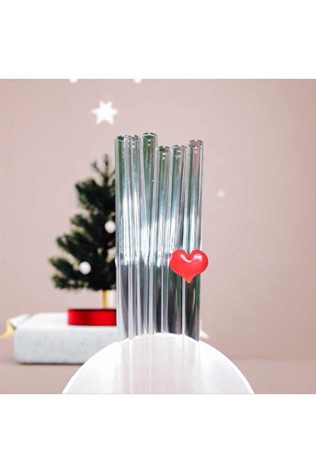 6-Piece Glass Straws Glass Reusable Drinking Straws Eco-Friendly Glass Straws