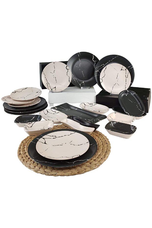 23 Piece Breakfast Set for 6 Persons Marble Pattern