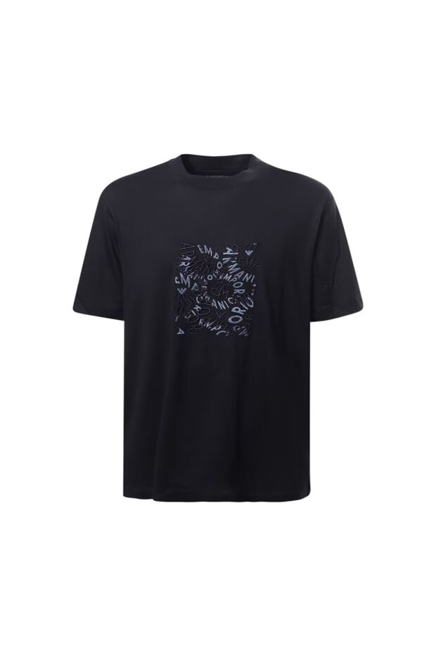Men's Cotton Short Size Comfortable Cut Daily Navy Blue T-Shirt 3D1TG3 1JPZZ-09R1