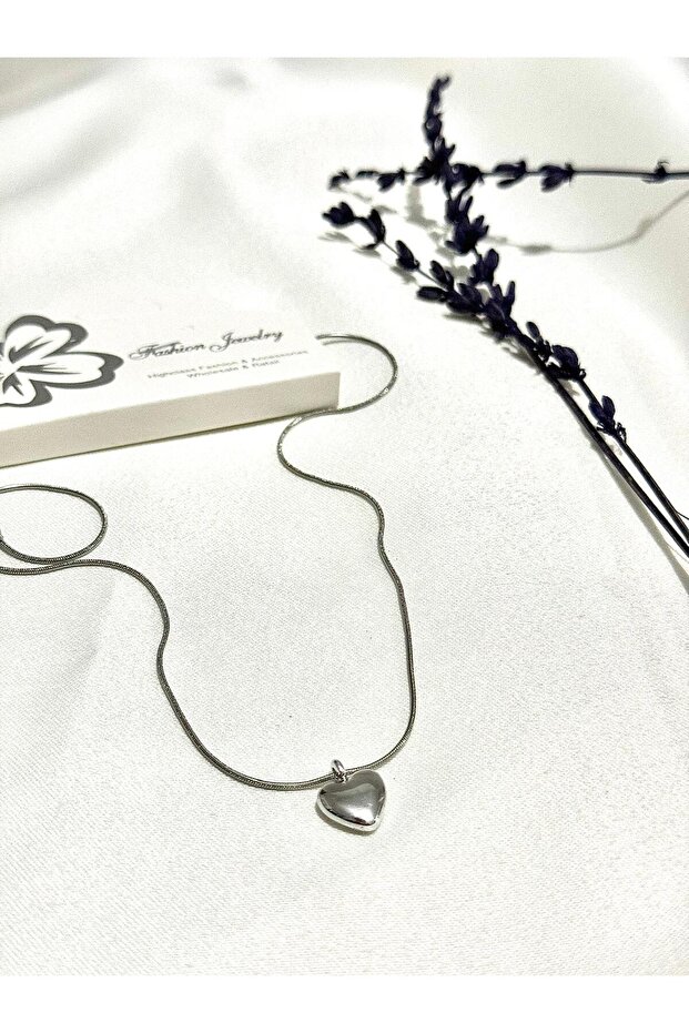 Non-tarnishing steel chain tiny domed heart women's necklace
