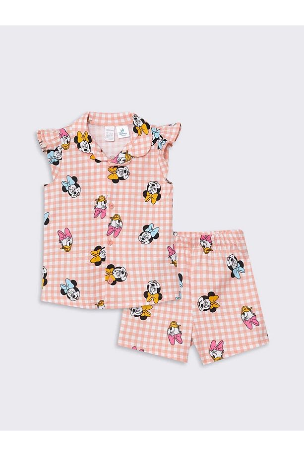 LCW baby Bisiklet Yaka Minnie Mouse Baskılı Kız Bebek Şortlu Pijama Takımı - 1