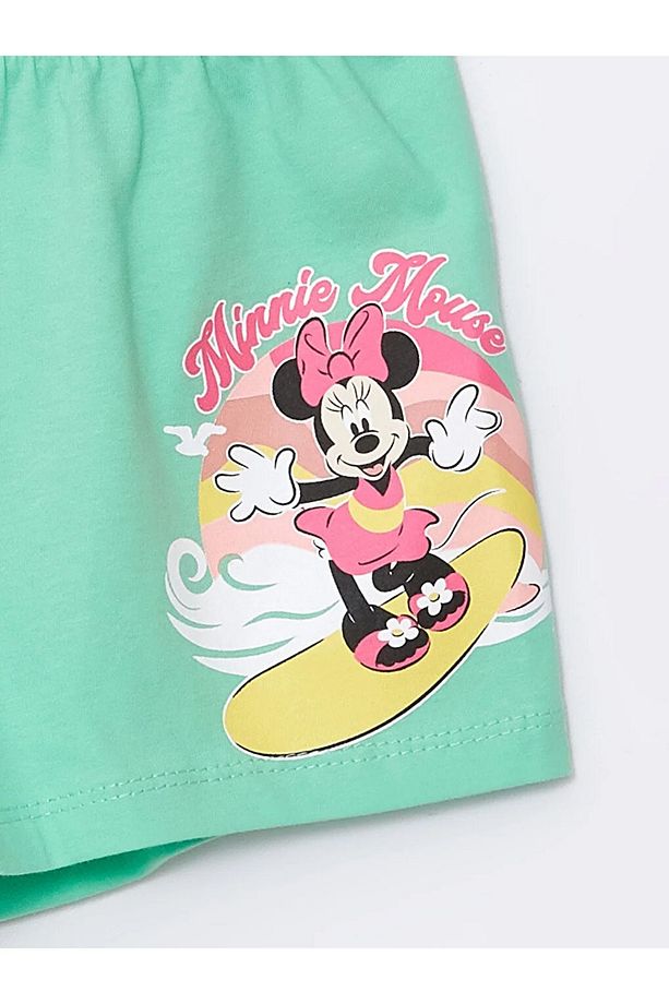 LCW baby Beli Lastikli Kız Bebek Minnie Mouse Baskılı Şort 2'li - 3