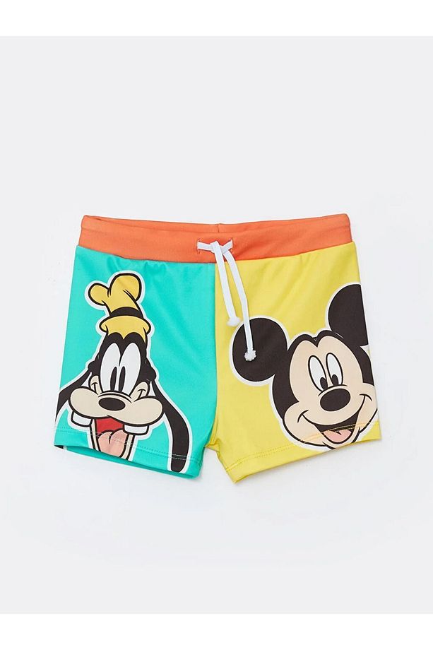 LCW baby Beli Lastikli Mickey Mouse Baskılı Erkek Bebek Deniz Şortu - 1