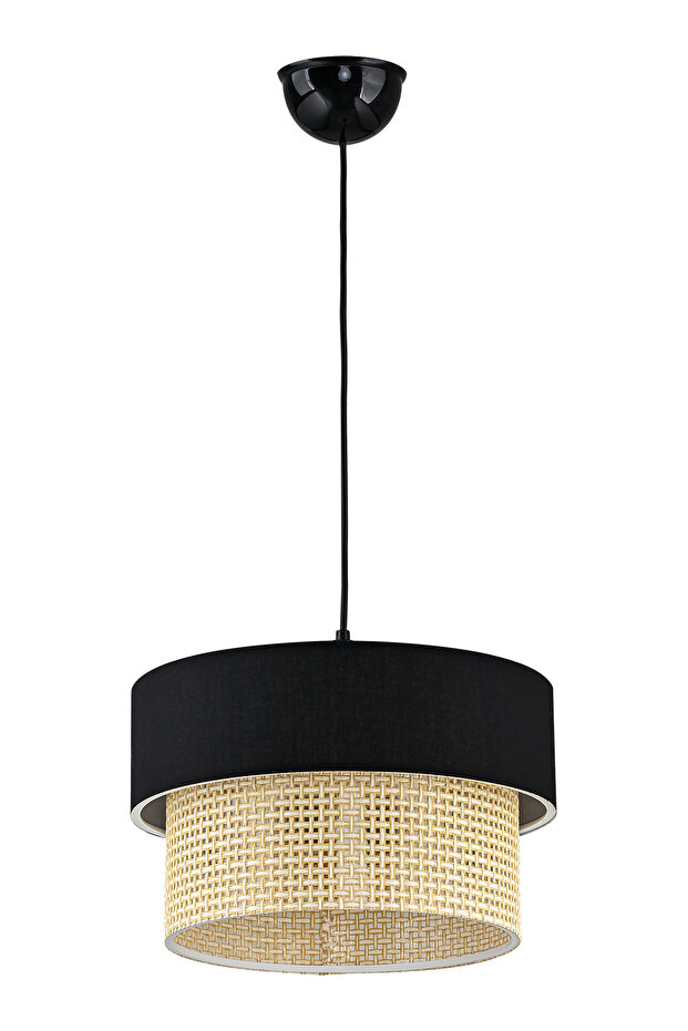 Hazeran Rattan 2 Katlı Sarkıt Avize Siyah - 5