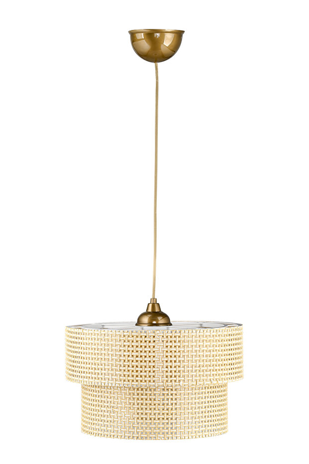 Modern Doğal Hazeran Rattan 2 Katlı Sarkıt Avize - 5