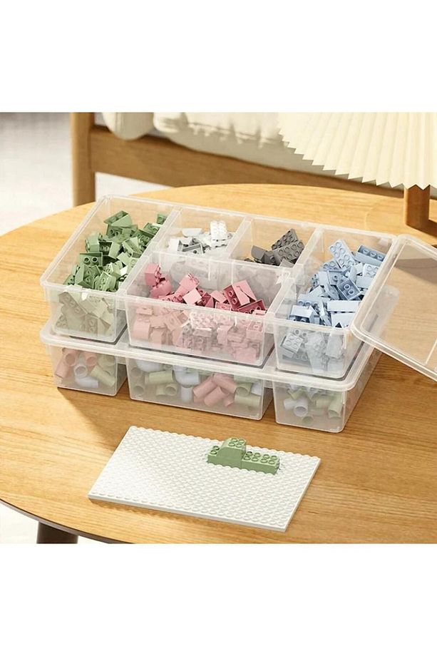 2 Adet Luna Kapaklı Çekmece Düzenleyici Lego Saklama Kutusu Ofis Masa Üstü Oyuncak Organizer - 5