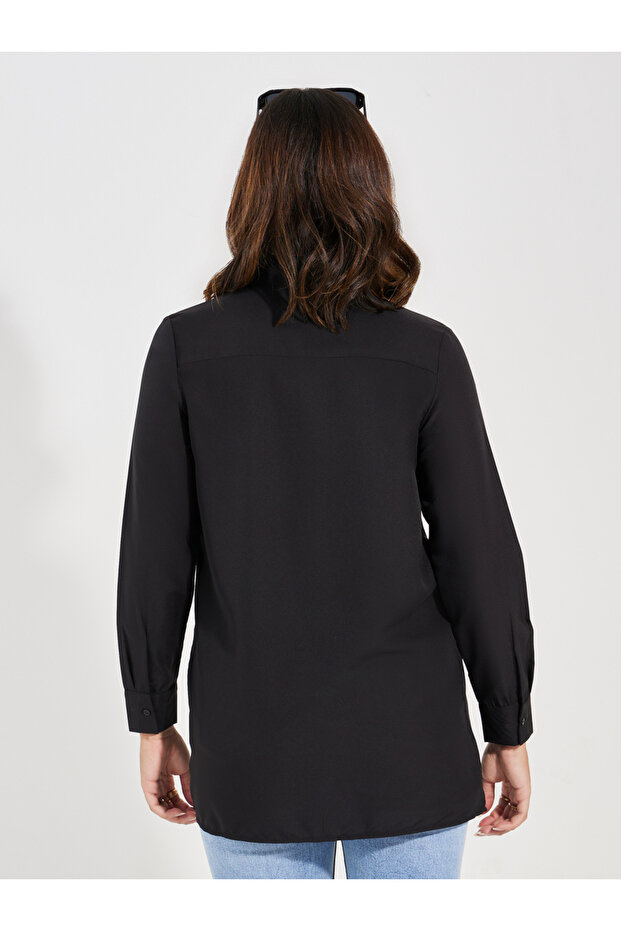 قميص طويل منسوج بأزرار وأزرار - 5