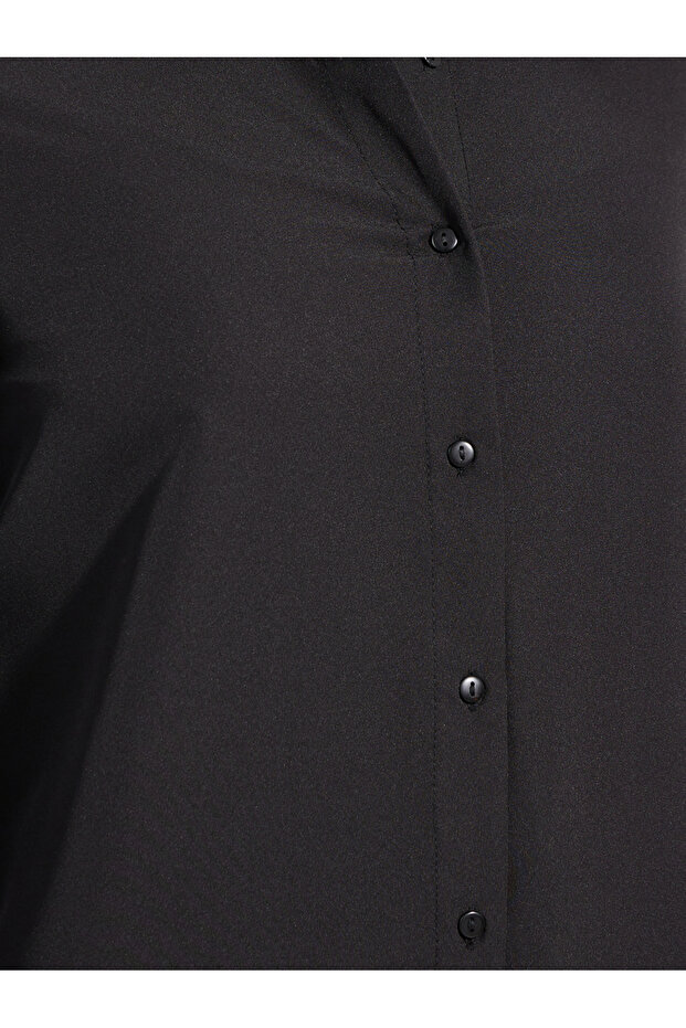 قميص طويل منسوج بأزرار وأزرار - 4