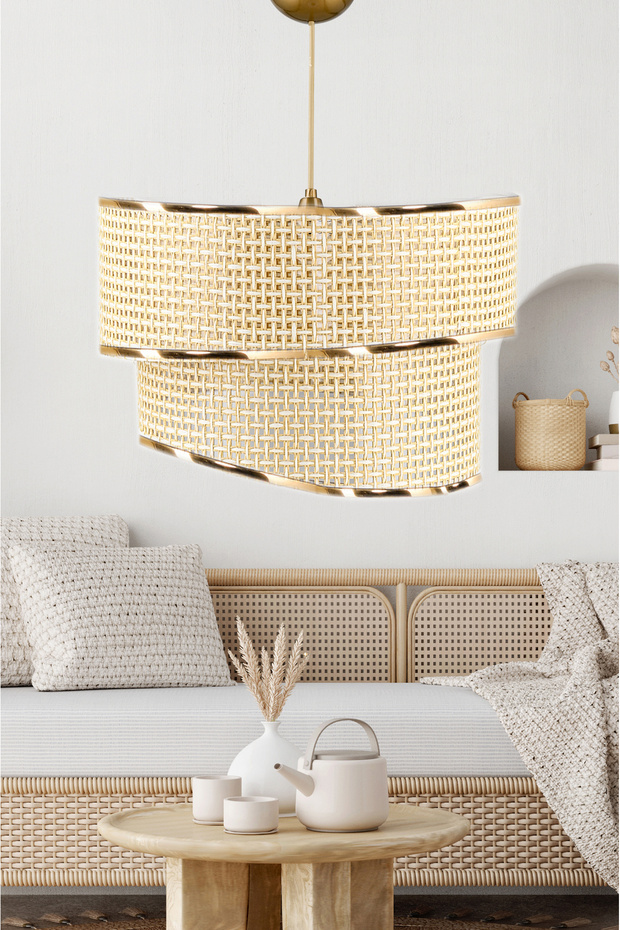 Stara Gold Şeritli Hazeran Sarkıt Avize - 1