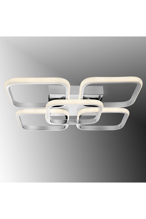 TT302-4+1-KR KARE TT Aydınlatma Krom Kaplama Plofonyer 5 li ( 3 Renk Işık Modüllü ) Led Avize - 4