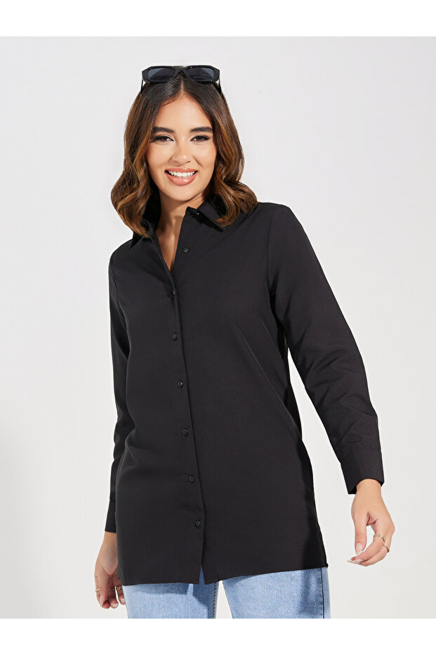 قميص طويل منسوج بأزرار وأزرار - 3