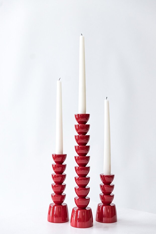 NOVA ÖZEL TASARIM 3'LÜ ŞAMDAN MUMLUK SETİ - 2