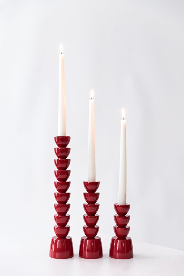 NOVA ÖZEL TASARIM 3'LÜ ŞAMDAN MUMLUK SETİ - 1