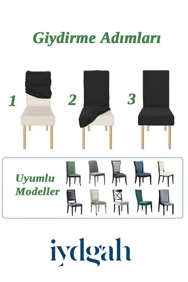 Dokuma Jakar Kumaş 1 Adet Eteksiz, Sandalye Kılıfı , Esnek, Lastikli Sandalye Örtüsü Vizon - 6