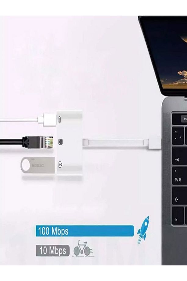 Iphone 7 8 X 11 11 Pro 12 13 13 14 Pro Max ve Ipad Uyumlu Usb Ethernet Lightning Şarj Adaptörü 3in1 - 6