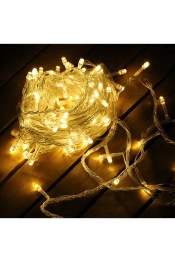 100led Fişli Pirinç Led 10 Mt Sarı 8 Modlu Şerit Led Dekor Lambası Animasyonlu Yılbaşı Ağacı Işığı - 2