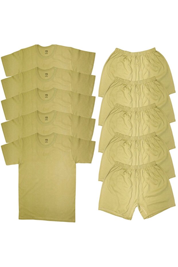5-Piece Nano Color Half Sleeve Athlete Undershirt + Boxer + Socks Novice,bedelli Military Equipment Set