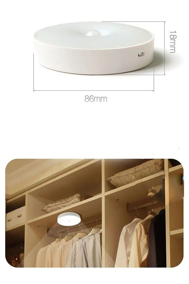 Hareket Sensörlü Hafif Usb Şarjlı Spot Led Lamba Mıknatıslı Ve Yapışkanlı Beyaz Renk Led 1 Adet - 2