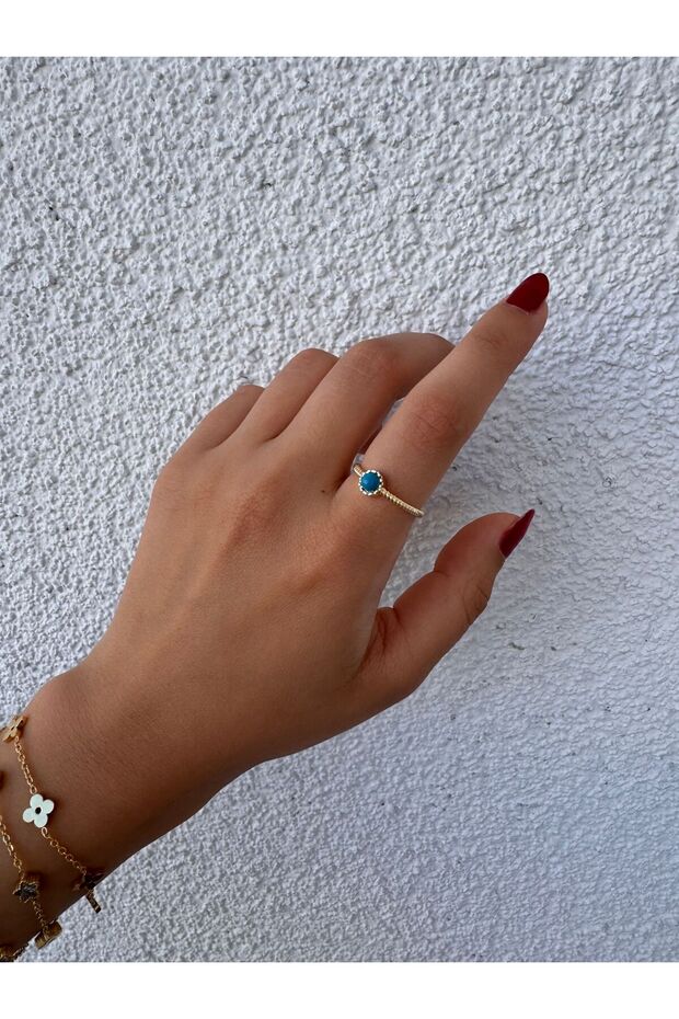 Adjustable Cut Blue Jewelled Ring