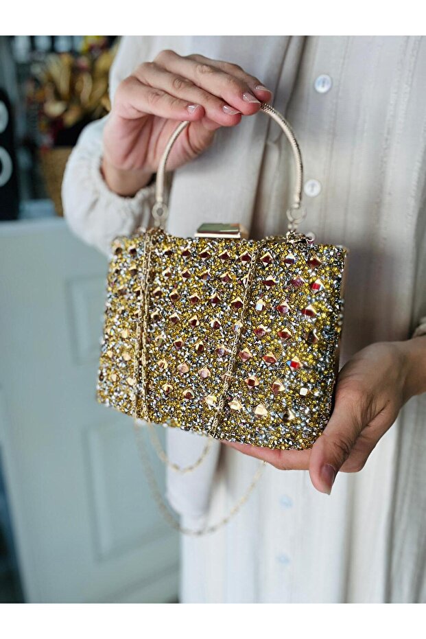 Diamond Crystal Stone Evening Dress Bag with 2 Straps