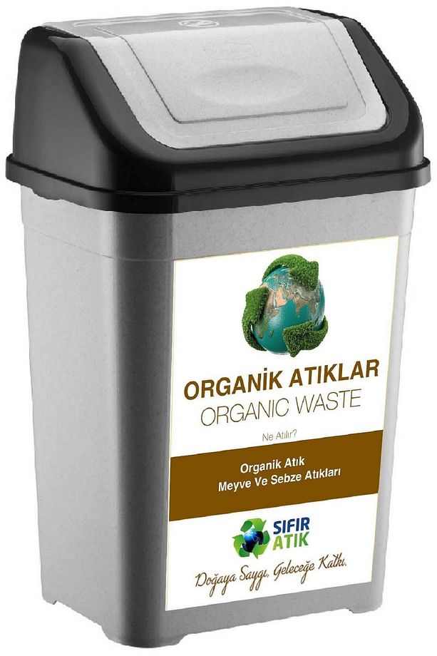 Sıfır Atık Kutusu 50 Lt* 4 Adet Geri Dönüşüm Kutusu Plastik Tek Kapaklı kağıt organik cam plastik - 4