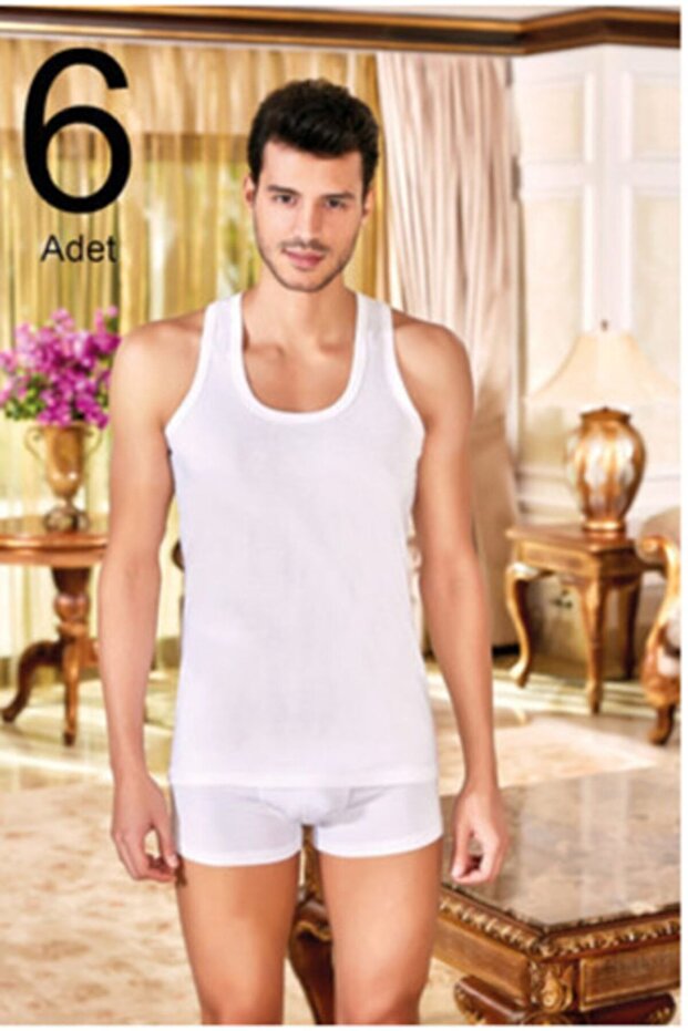 Men's White Cotton Undershirt 6 pieces 1004