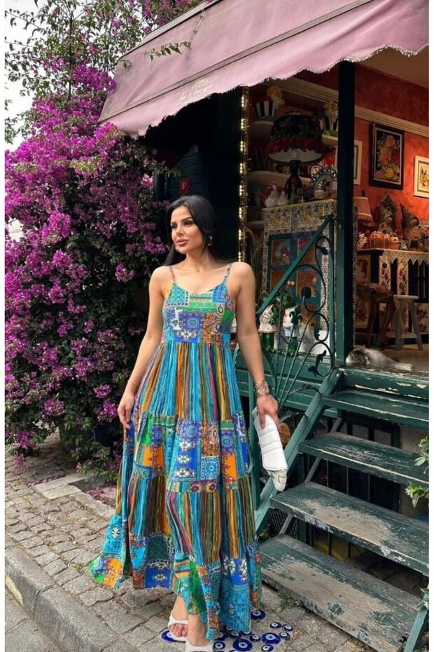 ROCHIE LUNGĂ DE CULOARE CU BRETE - 1
